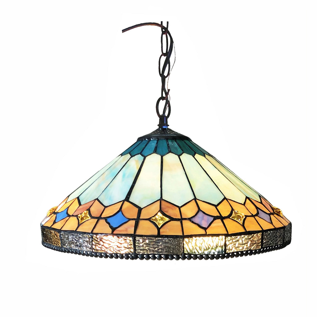 Tiffany-Style Stained Glass Ceiling Pendant 18" Height B9597