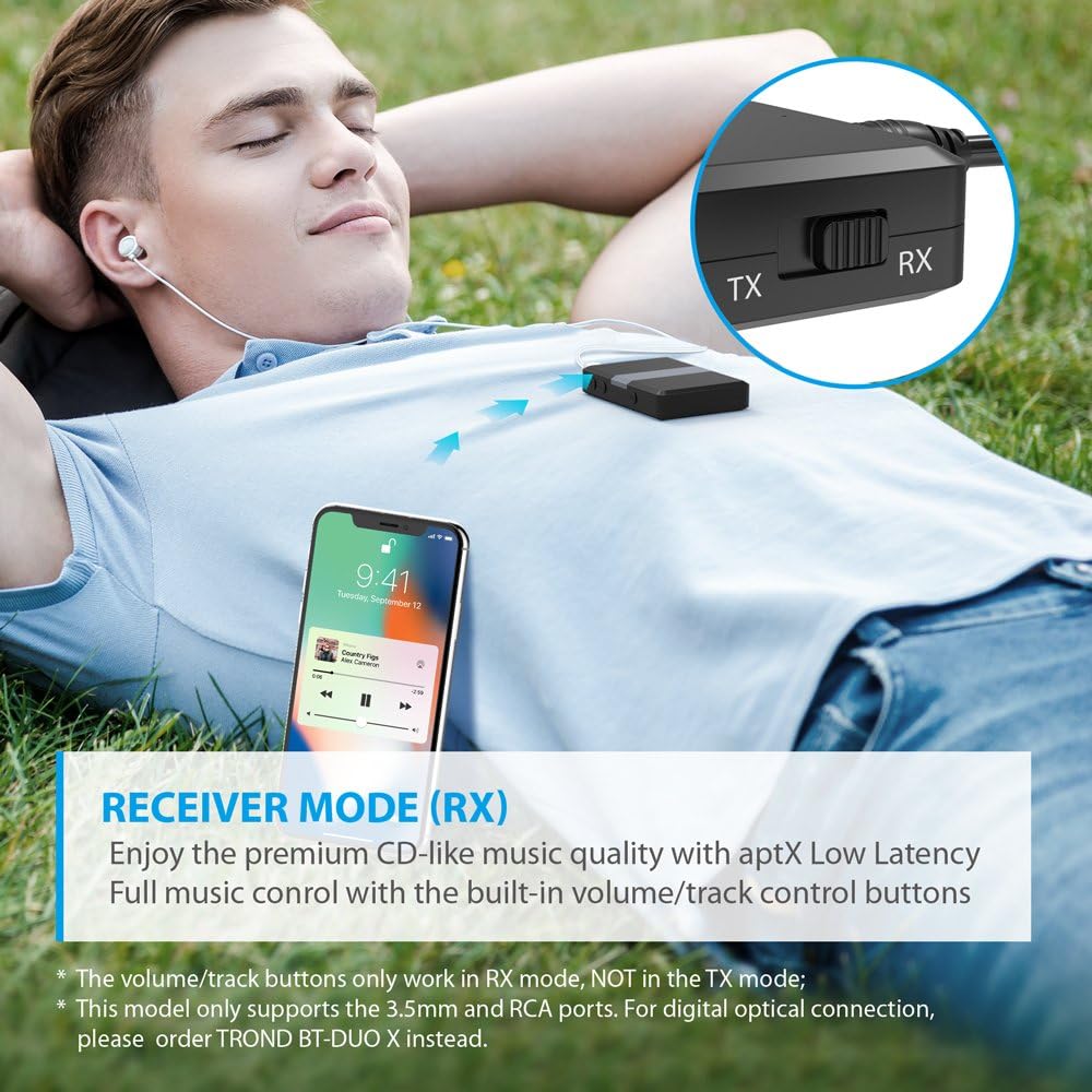 2-in-1 3.5mm Bluetooth Adapter with Volume Control, Pack of 2 X645