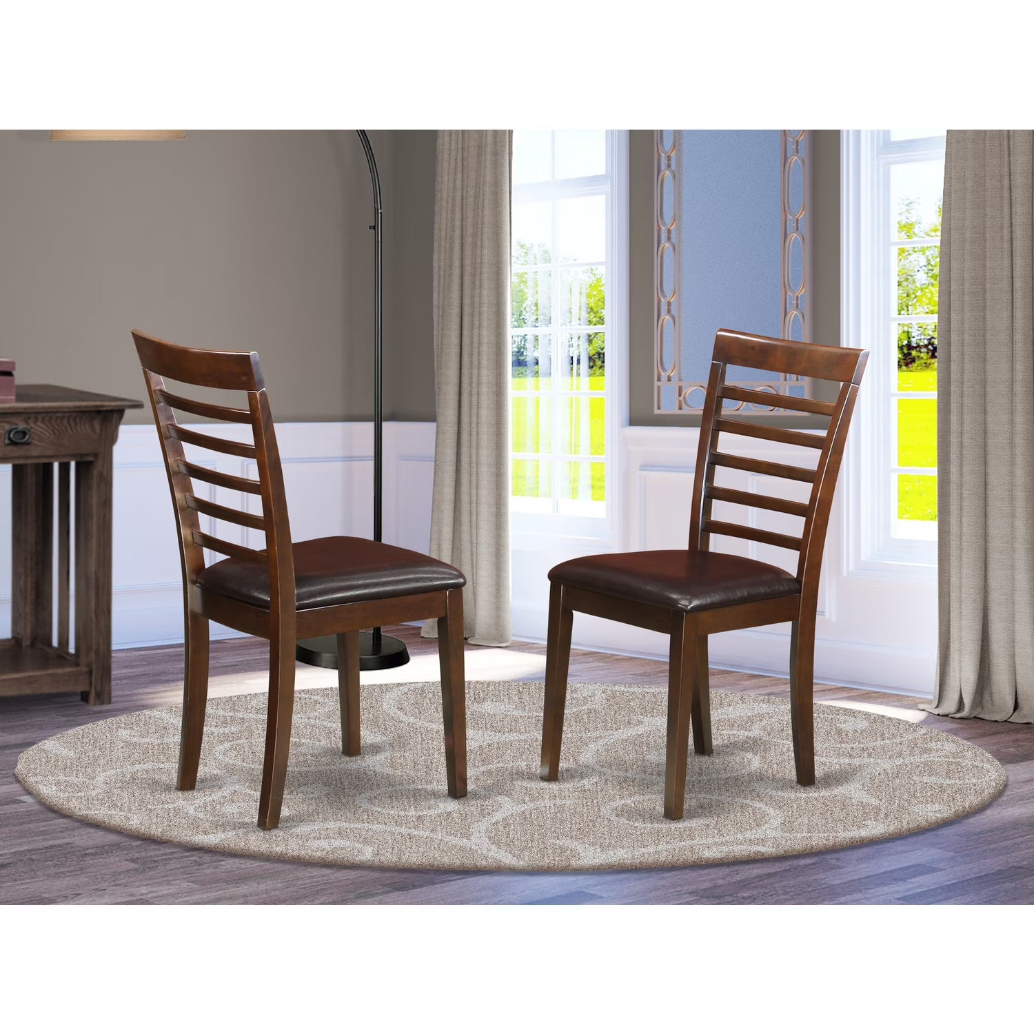 Mahogany Faux Leather Kitchen Chair Set of 2 O47667