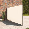 Double Retractable Side Awning Waterproof UV-Resistant Folding Privacy Screen Room Divider Roll Up Balcony Beige Z422