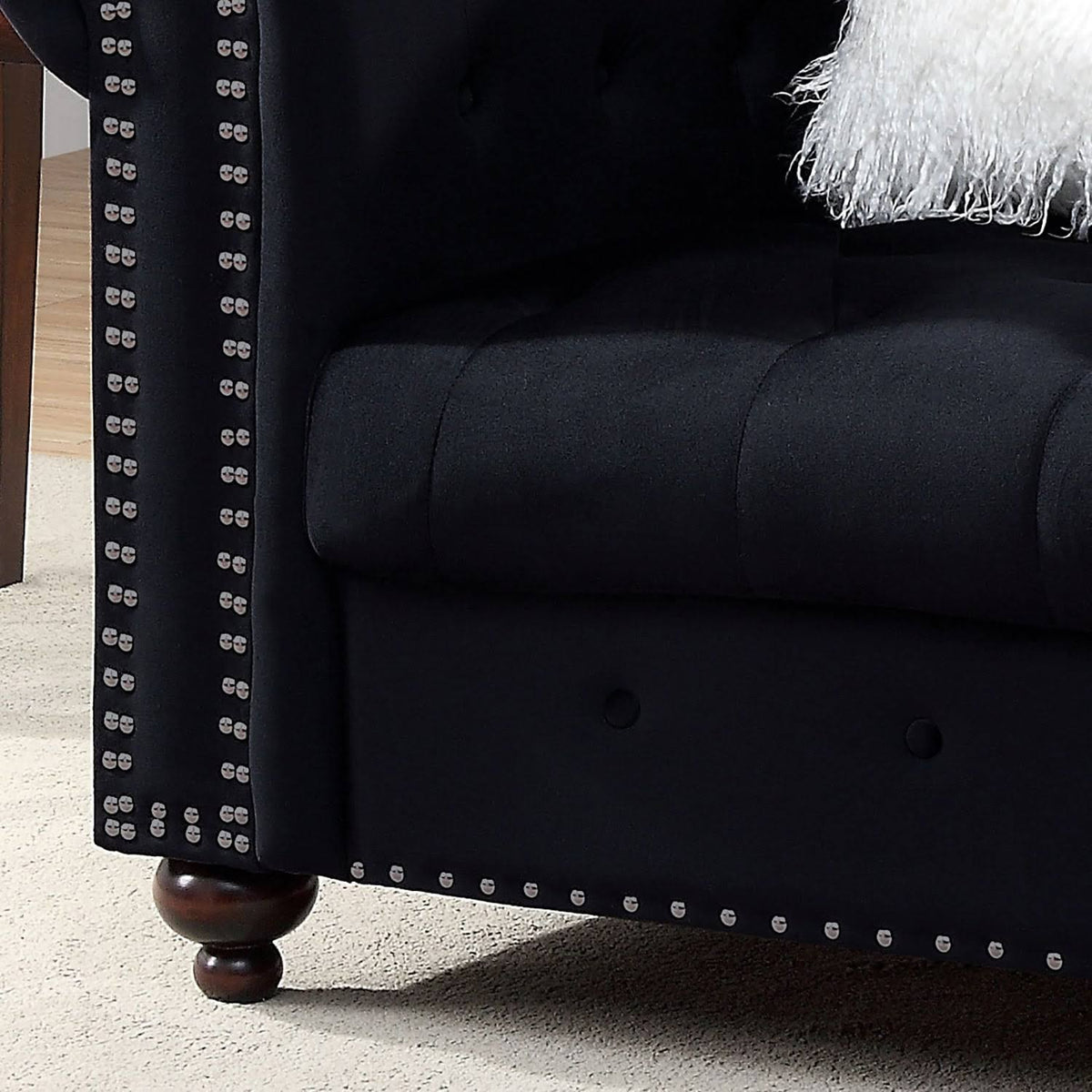 Blue Fabric Button Tufted Chair O770243