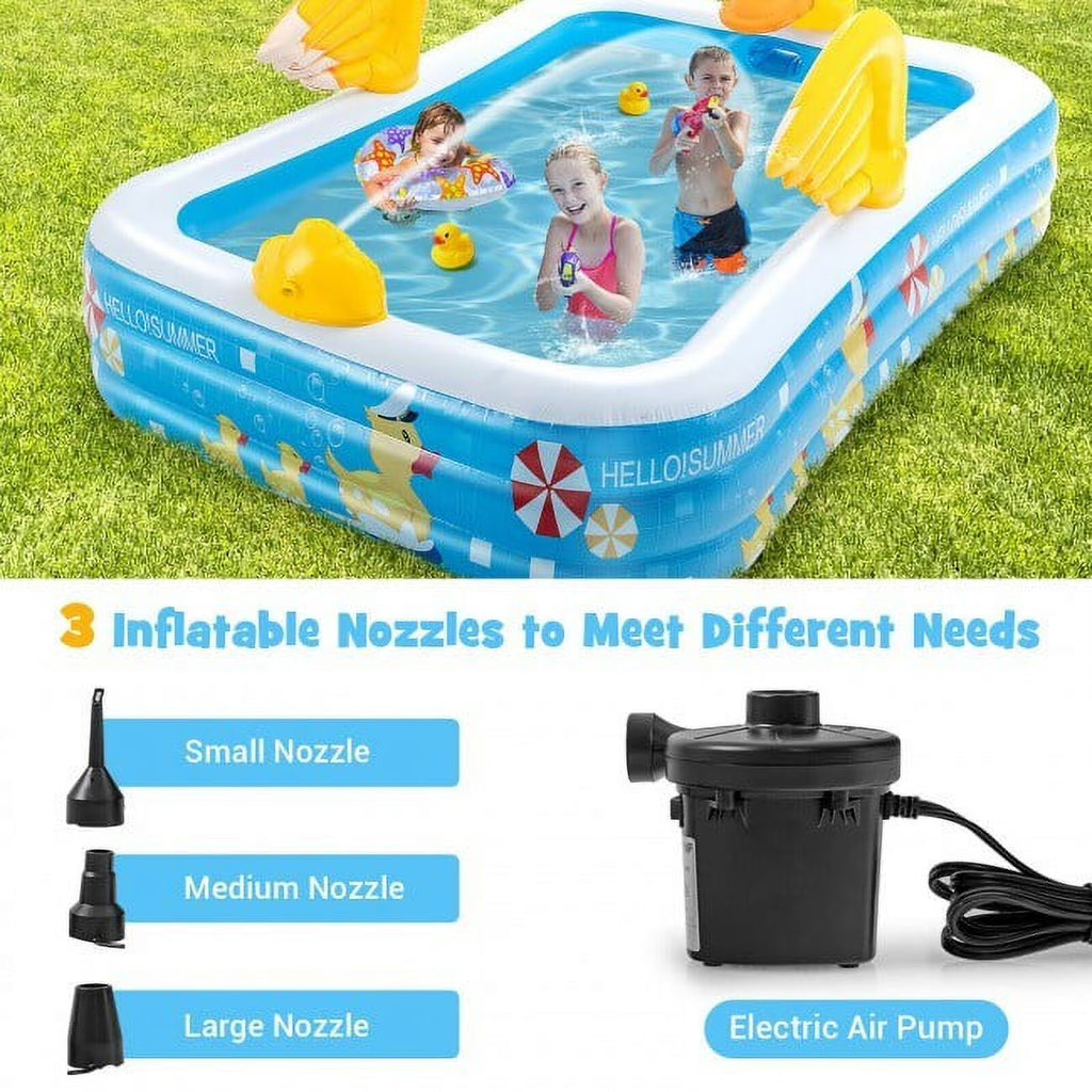 Inflatable Swimming Pool Duck Themed Kiddie Pool with Sprinkler U98206