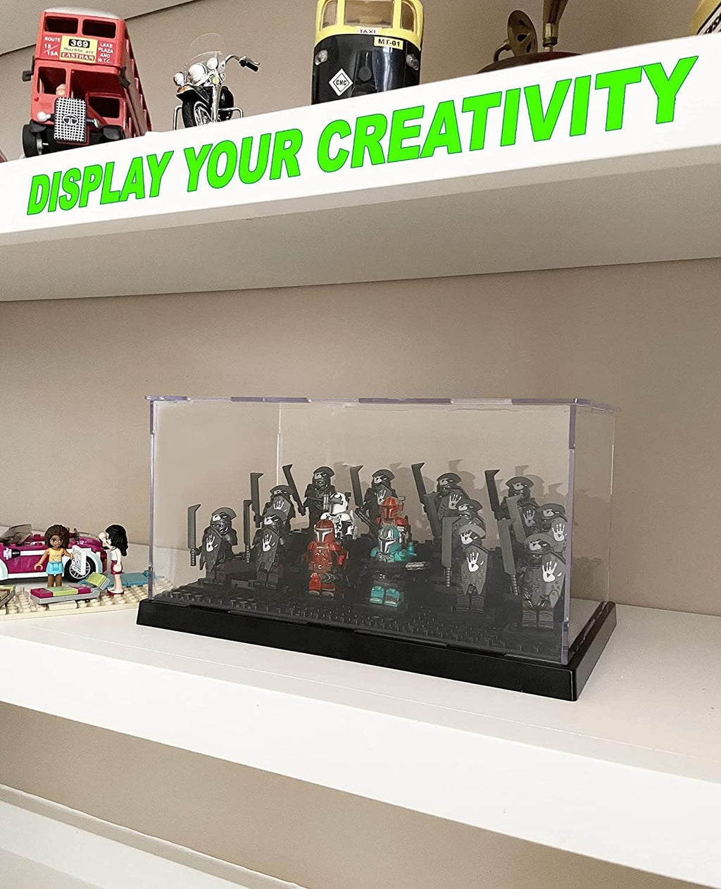 Acrylic Display Case in Black for Minifigure & Action Figures, 10 x 5.4 x 6.1, 5mm Dustproof Case, Pack of 2 E741396