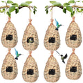 8 Pack 9.45 x 4.33 Inch Hand Woven Natural Fiber Hummingbird Nest Houses E460