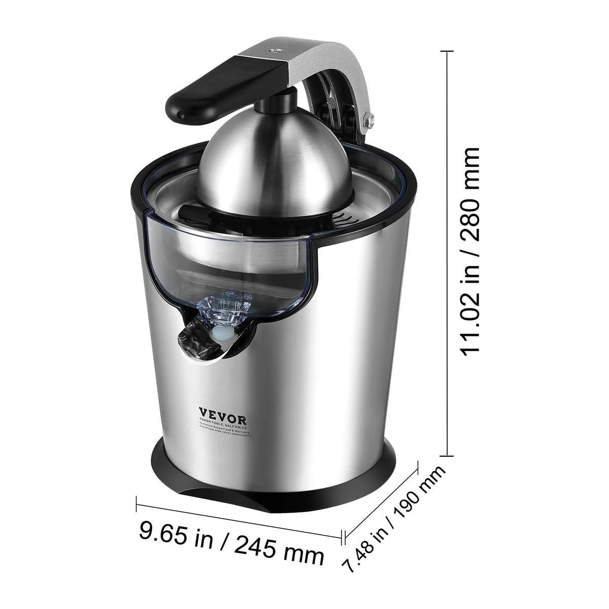 Electric Citrus Juicer with Two Size Juicing Cones, 300W Stainless Steel V931