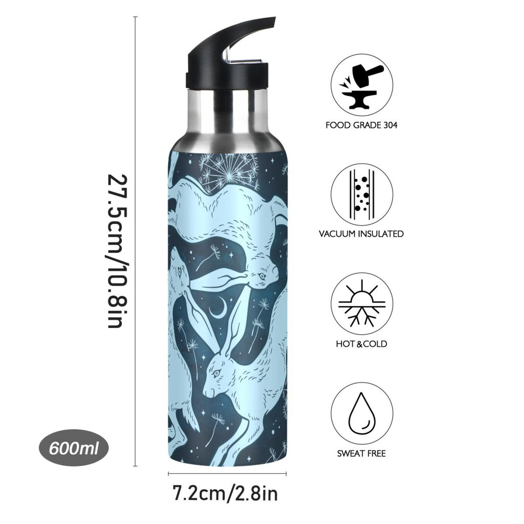 Blue Stainless Steel Insulated Water Bottle with Straw Lid J6705