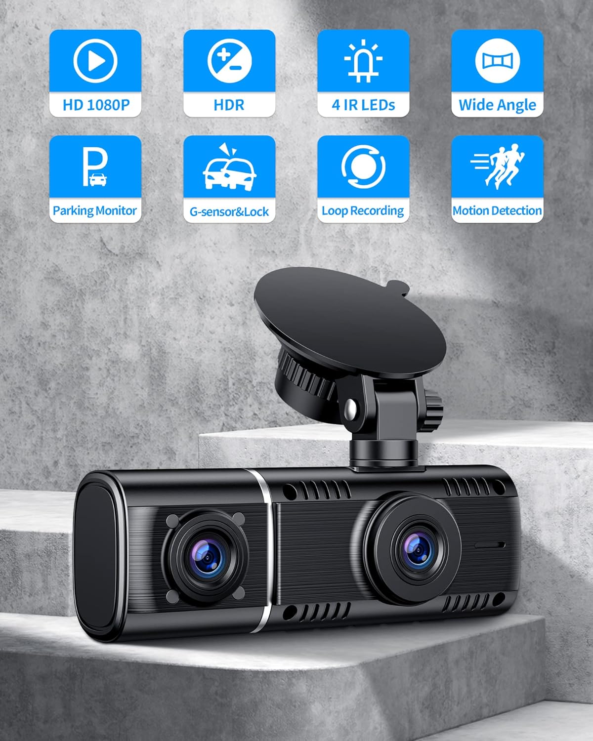 Dual Dash Cam 1080P+720P FHD Front and Inside Car Camera Pack of 2 D9561