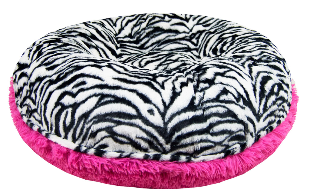 Zebra Extra Plush Faux Fur Bagel Pet Bed F969