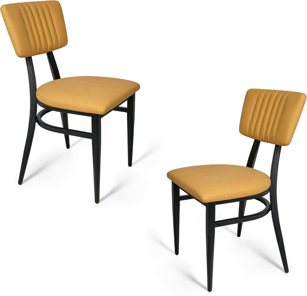 2 Set Dining Side Chairs with Wooden Seat and Metal Legs M339053