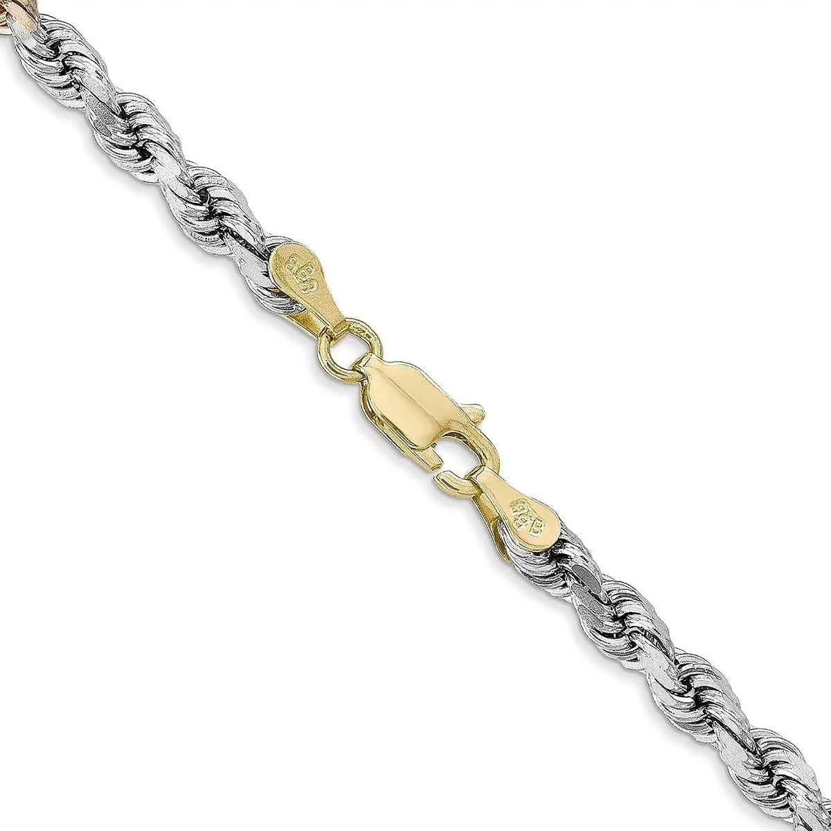 14K Tri-colored Diamond-cut Rope Chain - 24" C893245