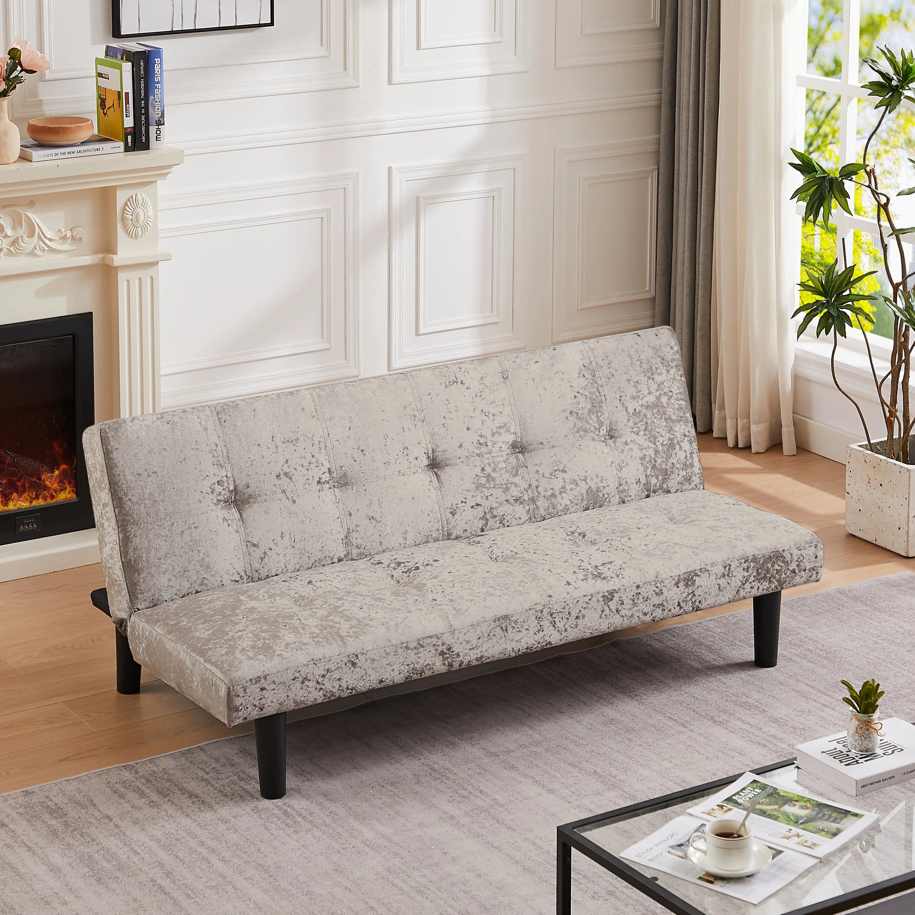 Silver Convertible Sofa Bed Z17703