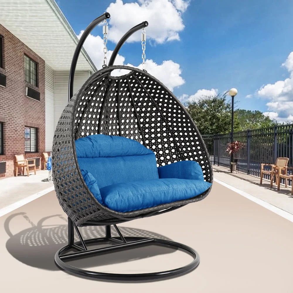 Blue Wicker Hanging Egg-Shaped Swing Chair R210235