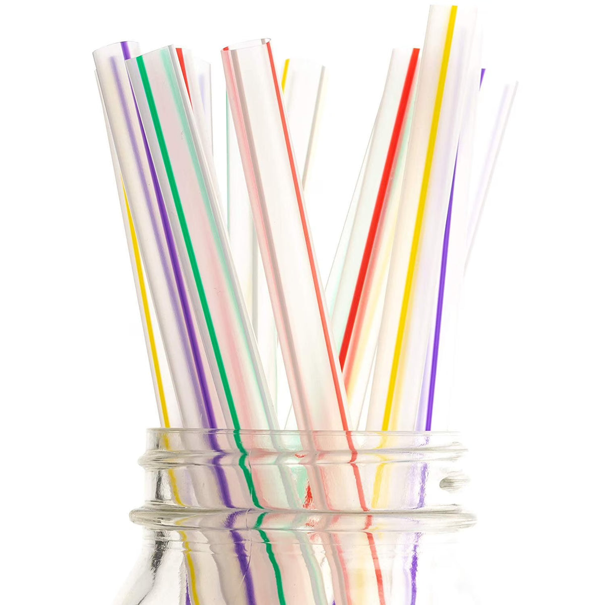 250 Pack Assorted Striped Milkshake Straws with Pointed Ends W6707