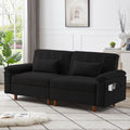 Black Velvet Sleeper Sofa Couch with Storage P72127