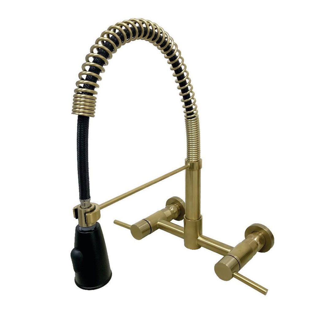Polished Chrome 2-Handle Wall Mount Pull-Down Kitchen Faucet X792117