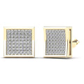 14K Yellow Gold Diamond Square Stud Earrings J8009