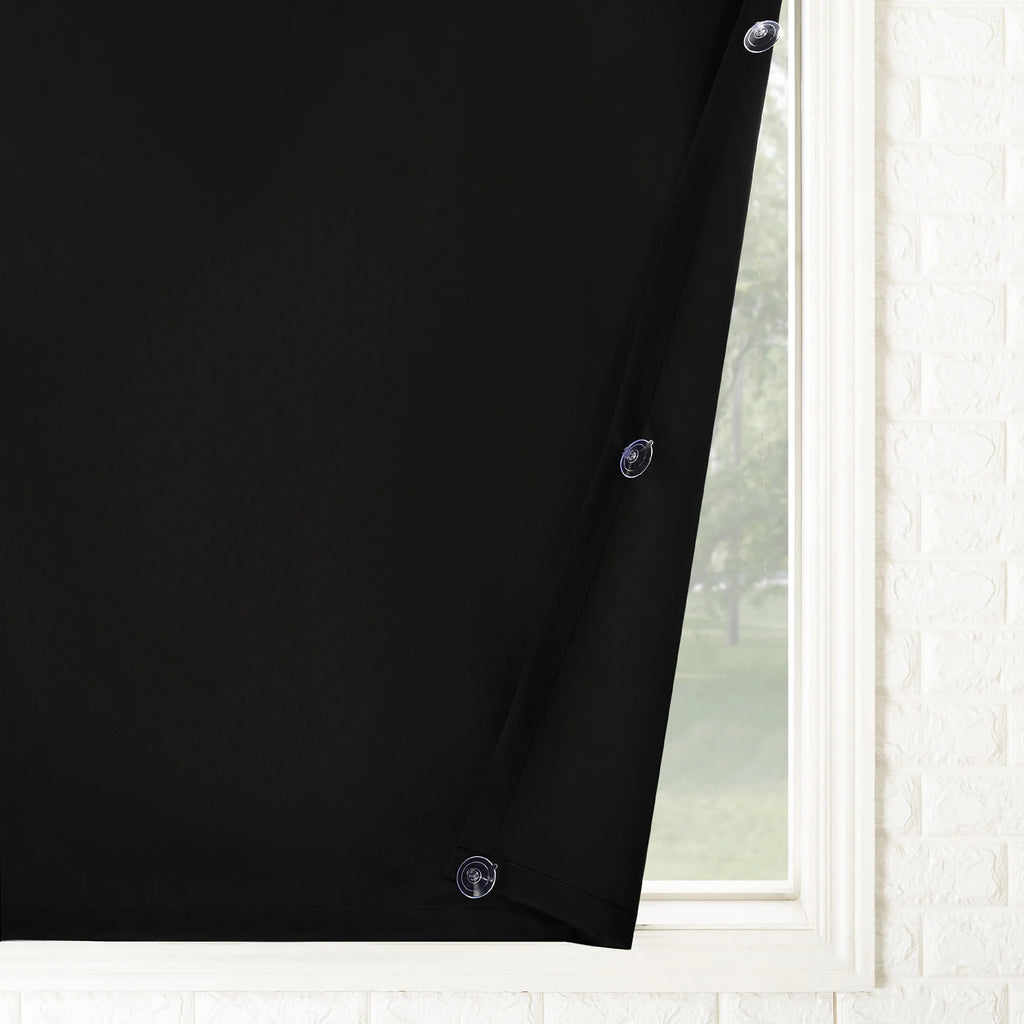 100% Blackout Suction Cup Curtain Panel, 50"x78", Black A7618