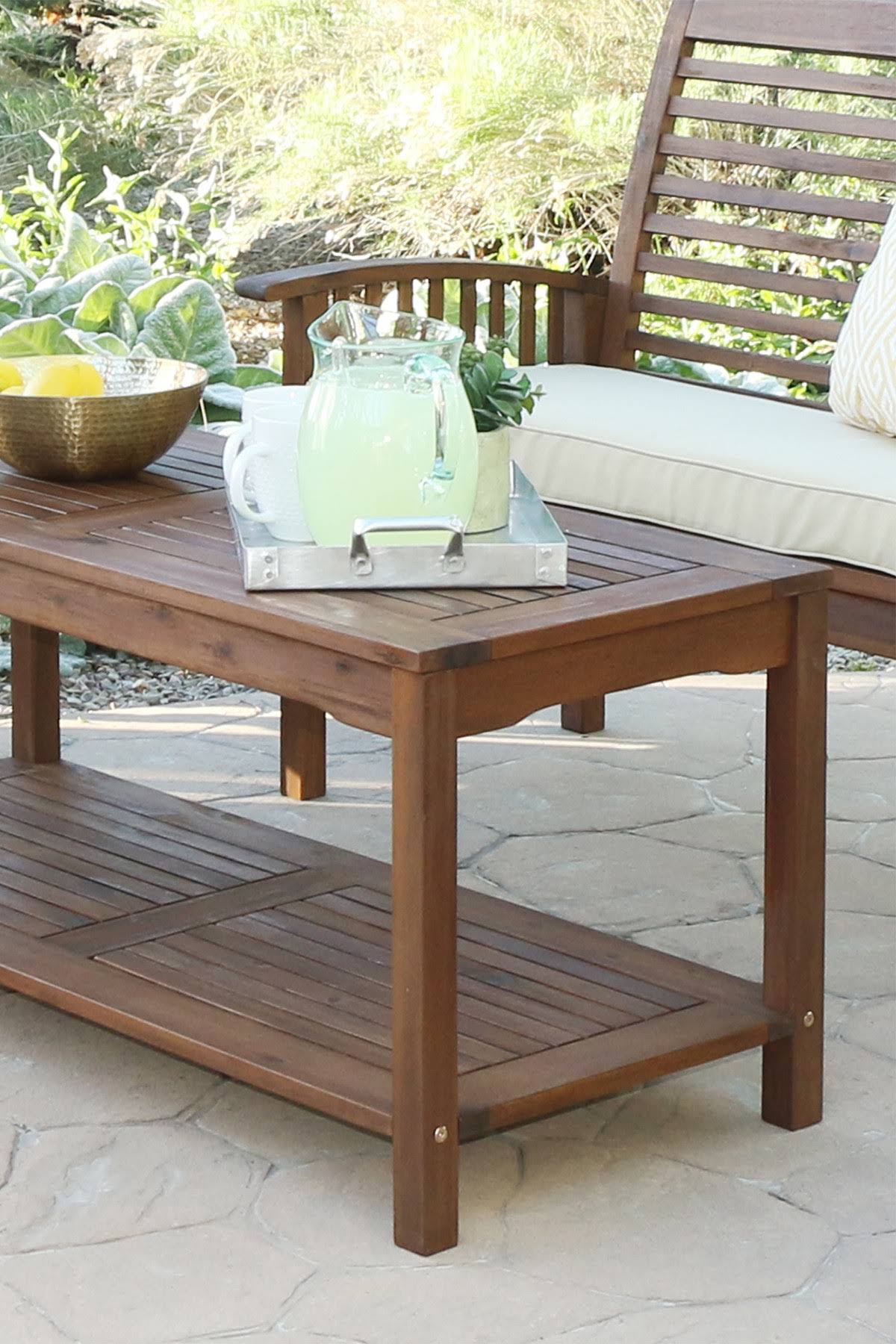Dark Brown Acacia Wood Patio Coffee Table A480