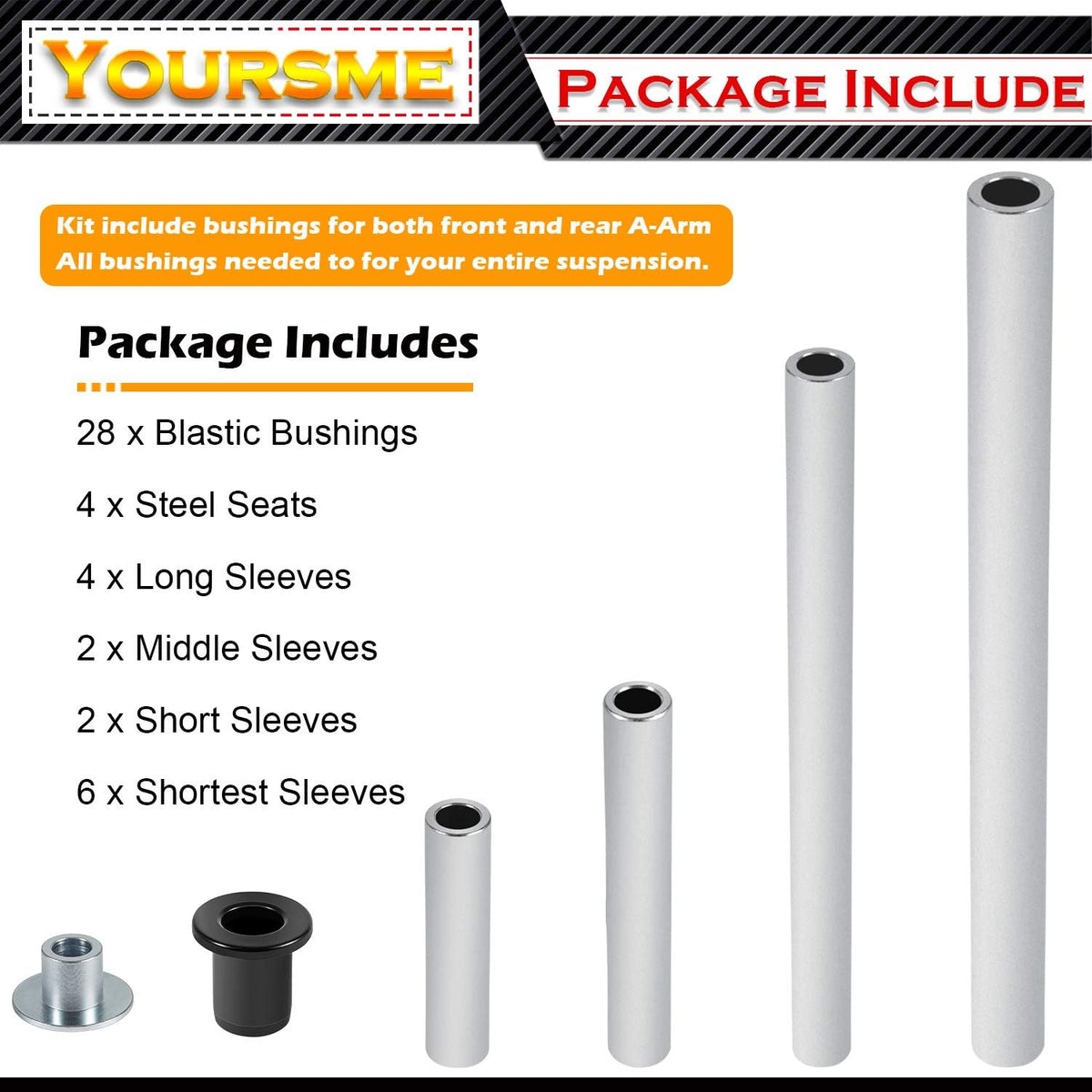 HDPE A Arm Bushing Kit 46 Pieces I172