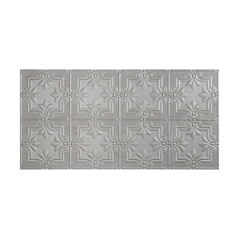 Argent Silver Decorative Vinyl Glue Up Ceiling Tile 5 Pack G580
