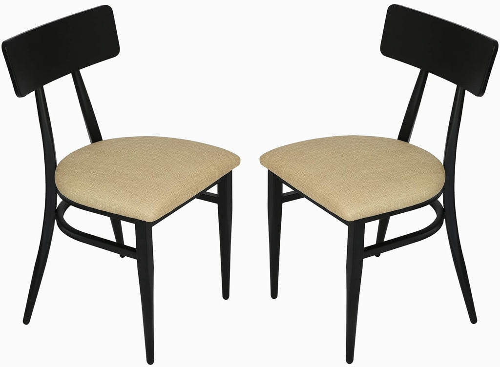 2 Set Dining Side Chairs with Wooden Seat and Metal Legs M339053