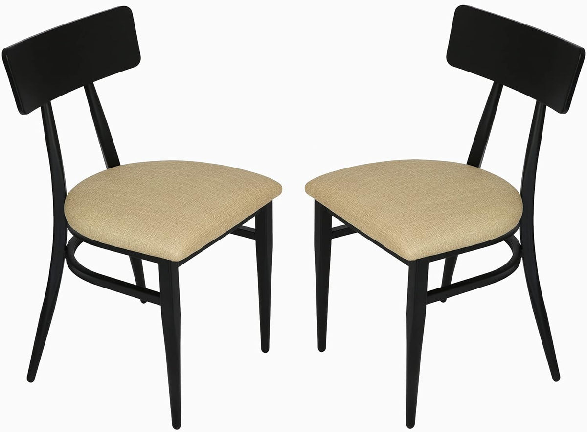2 Set Dining Side Chairs with Wooden Seat and Metal Legs M339053