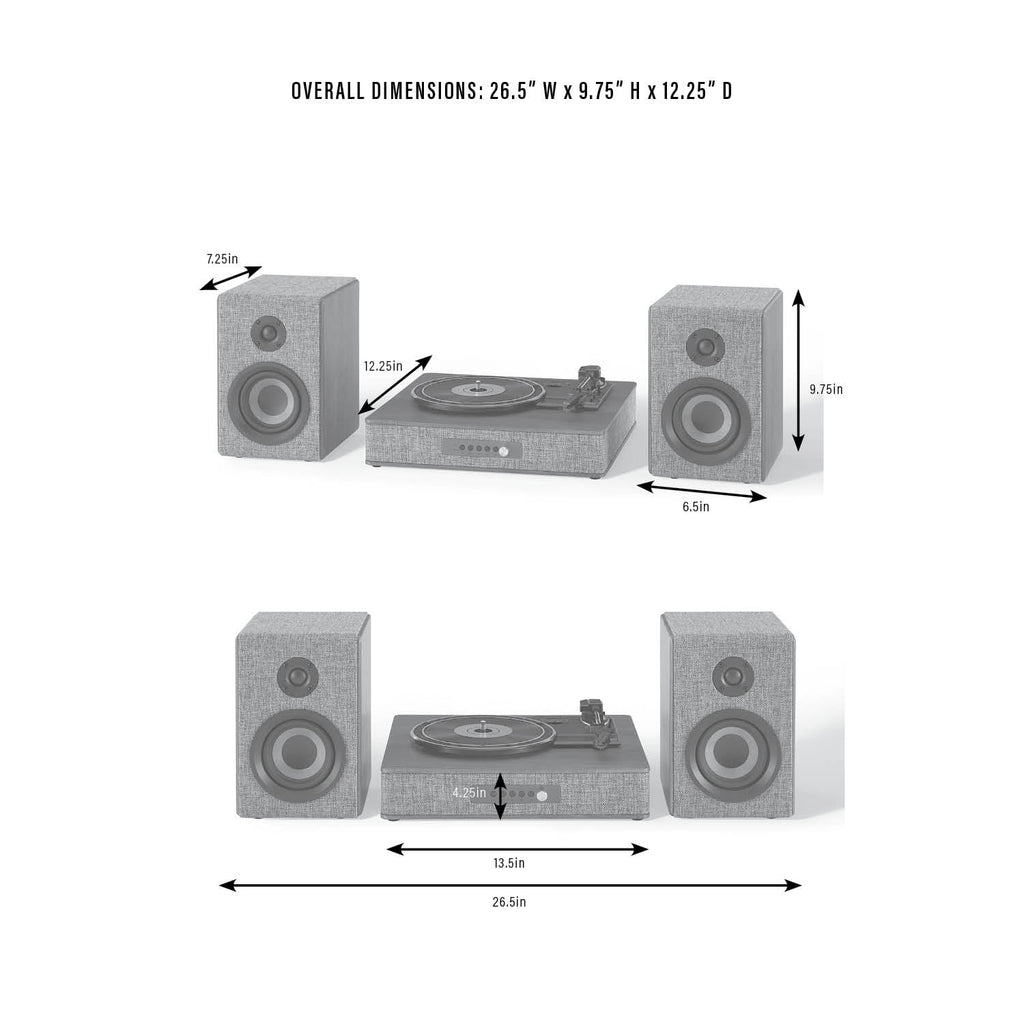 Vinyl Record Player with Speakers with Wireless Bluetooth and FM Radio J106