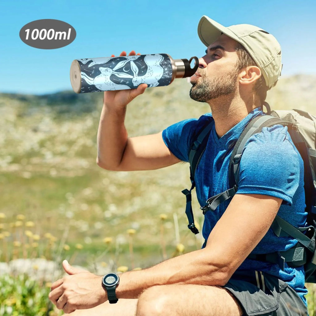 Blue Stainless Steel Insulated Water Bottle with Straw Lid J6705