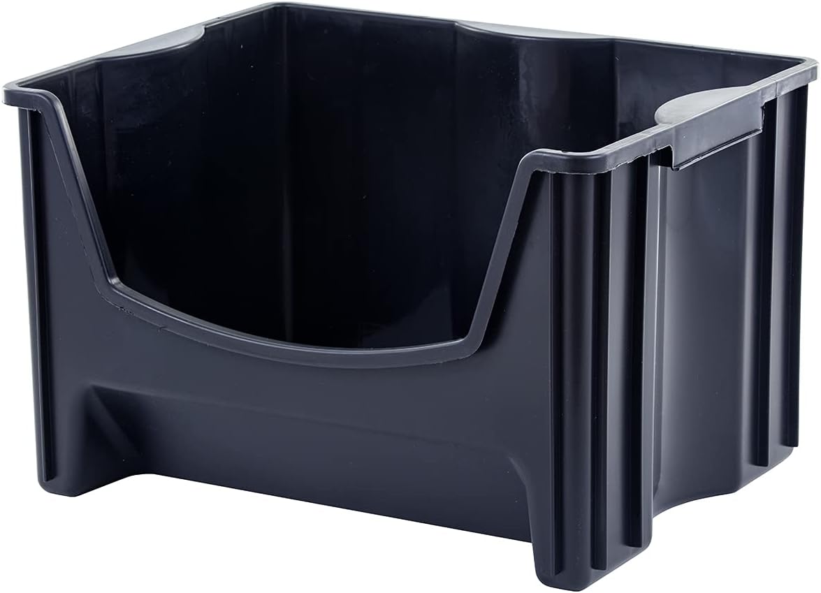 Black Pack of 3 Stackable Storage Bins F476