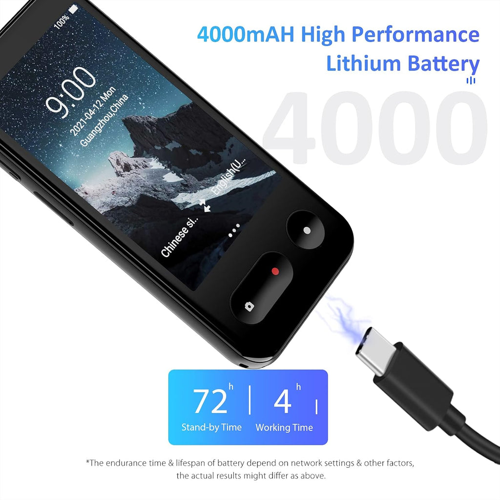 Black 138 Language Voice Translator with 4G SIM Card and Camera X42854