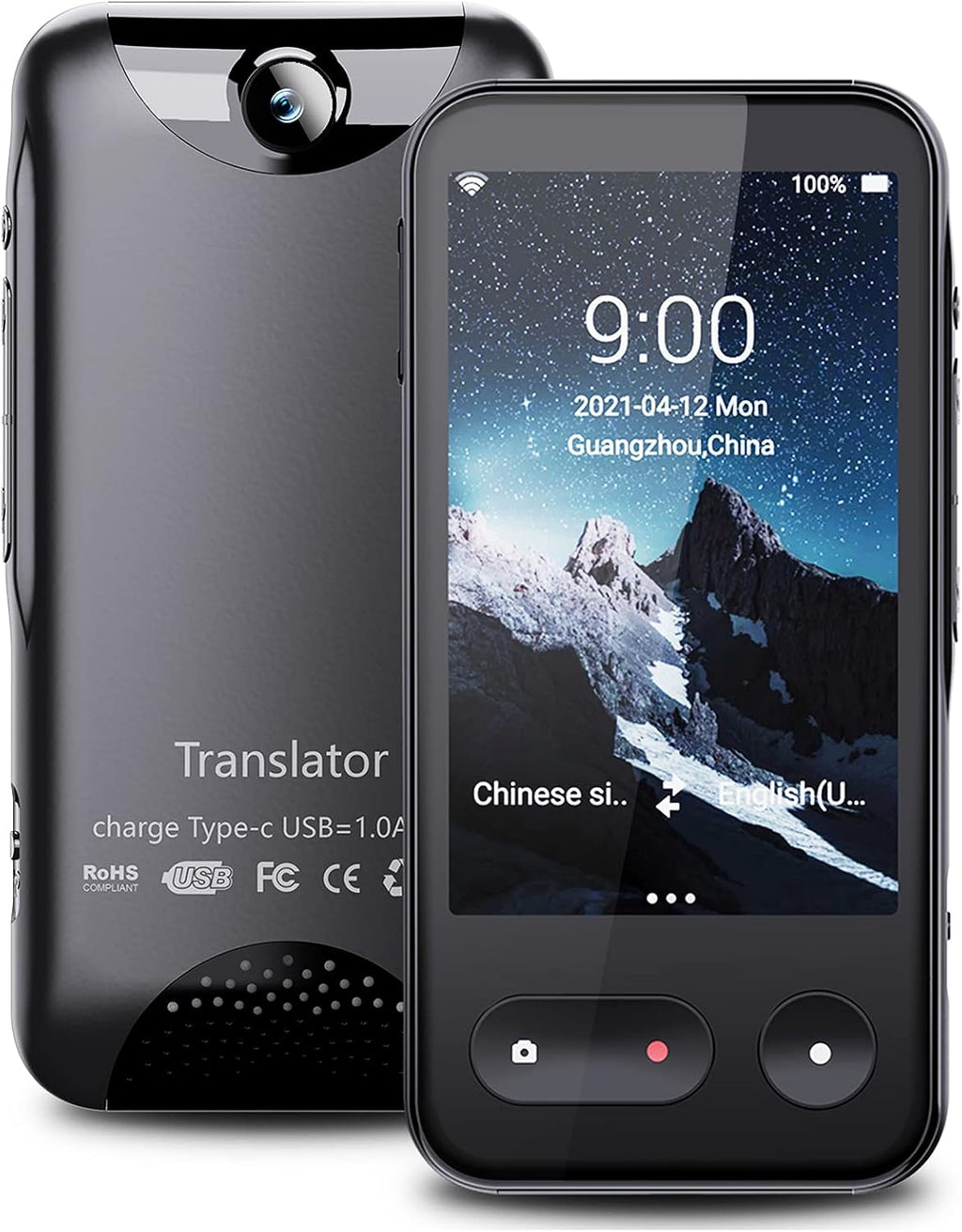 Black 138 Language Voice Translator with 4G SIM Card and Camera X42854