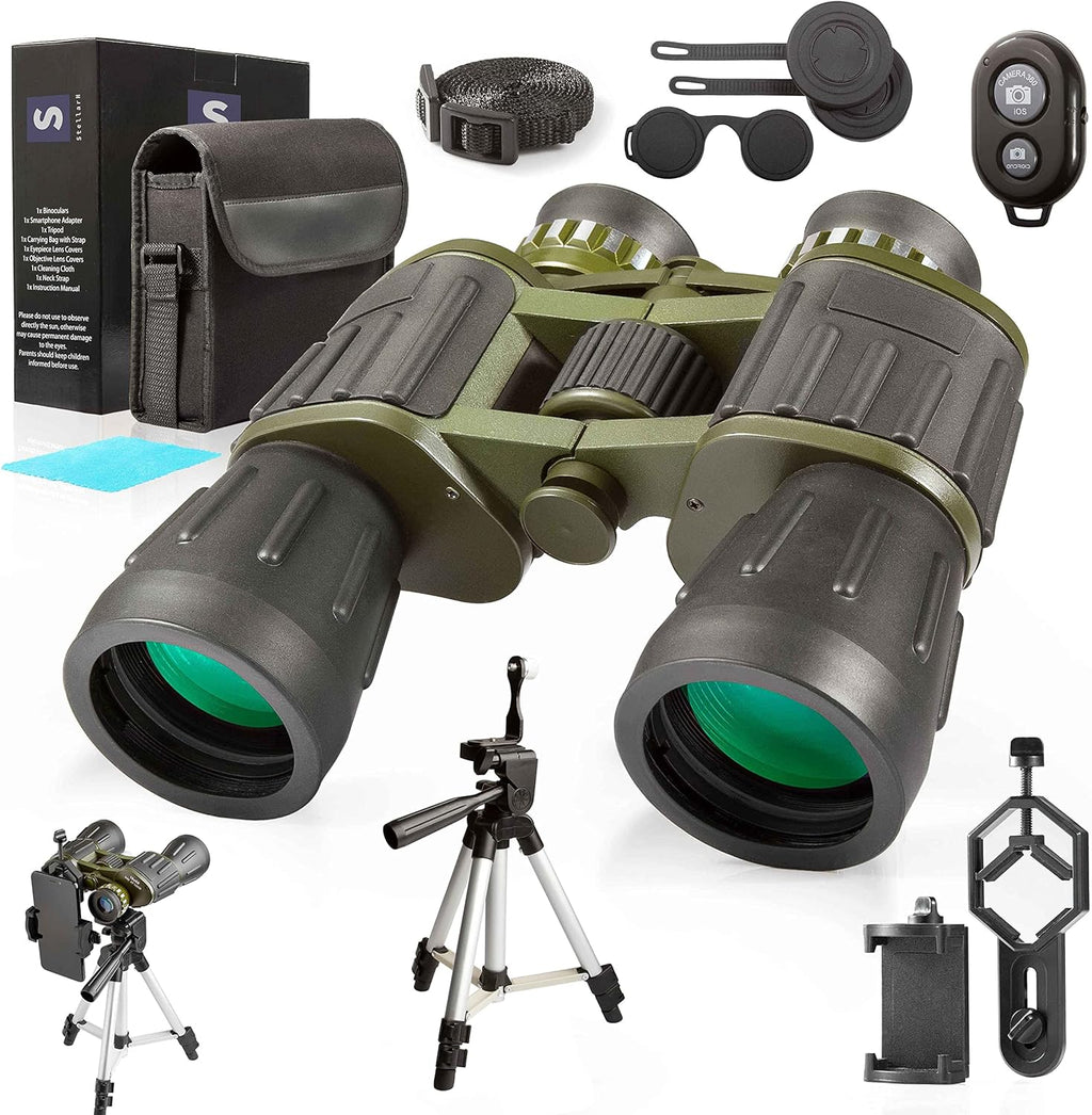12X50 Full Size Binoculars with Tripod & Smartphone Adapter Carrying Bag J310332