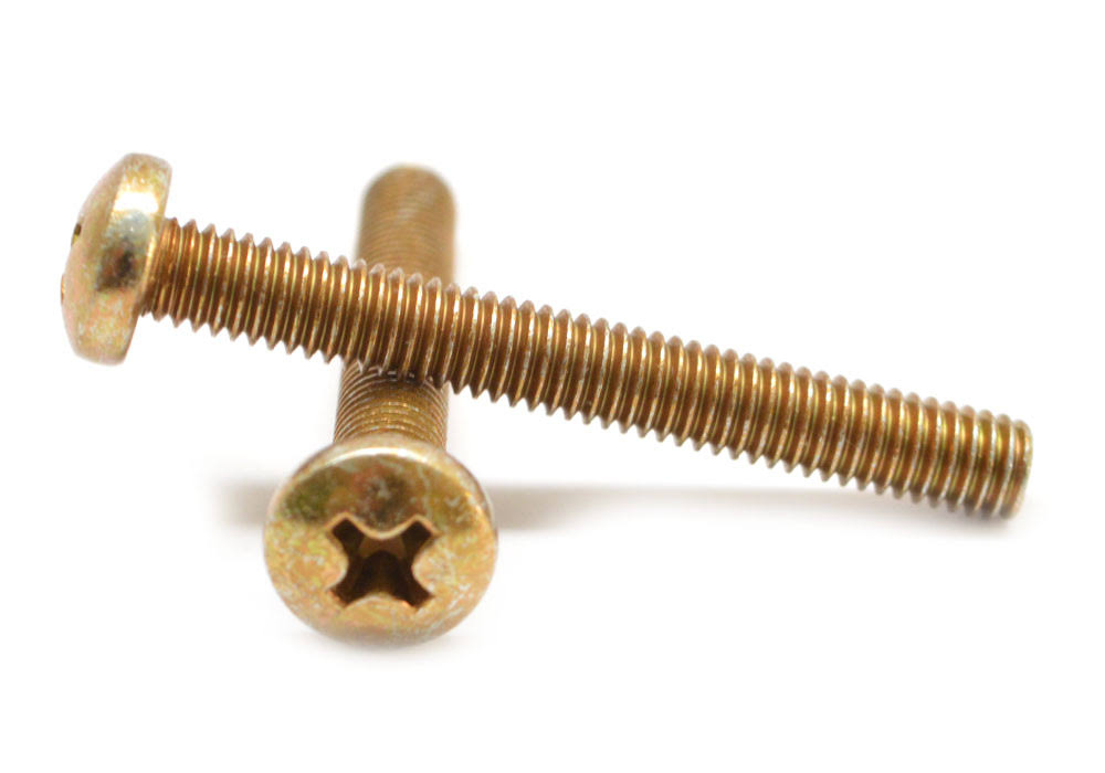 #2-56 x 7/16 Coarse Thread Machine Screw Phillips Pan Head Low Carbon Steel Yellow Zinc Plated W866