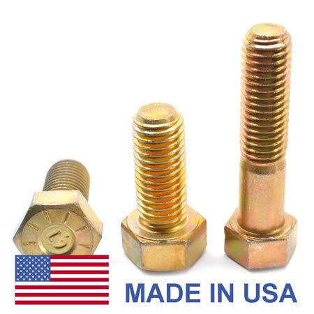 3/4 inch-10 x 8 inch Coarse Thread Grade 9 Hex Cap Screw Yellow Zinc Plated Pk 10 P9111