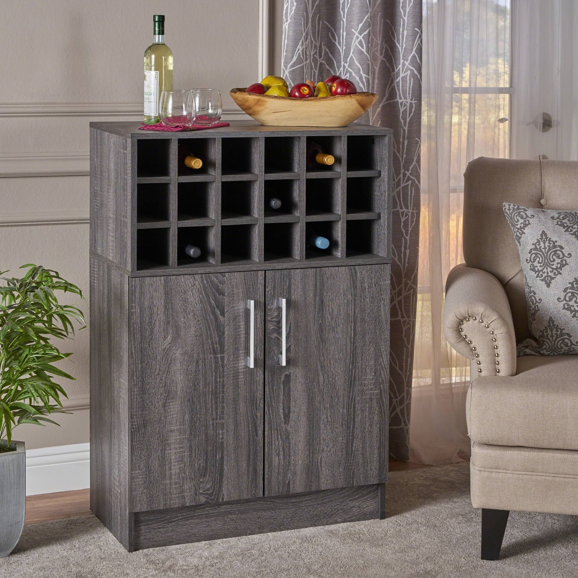 Sonoma Gray Oak Bar Cabinet L29419