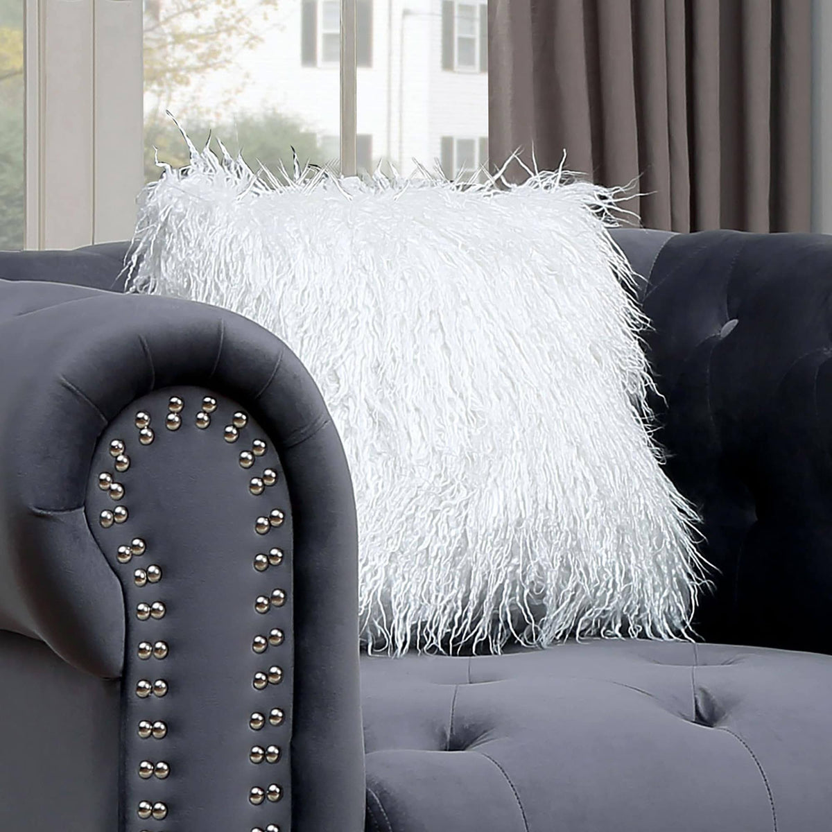 Blue Fabric Button Tufted Chair O770243