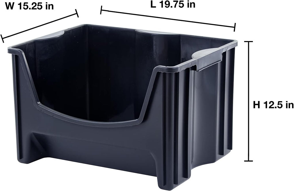 Black Pack of 3 Stackable Storage Bins F476