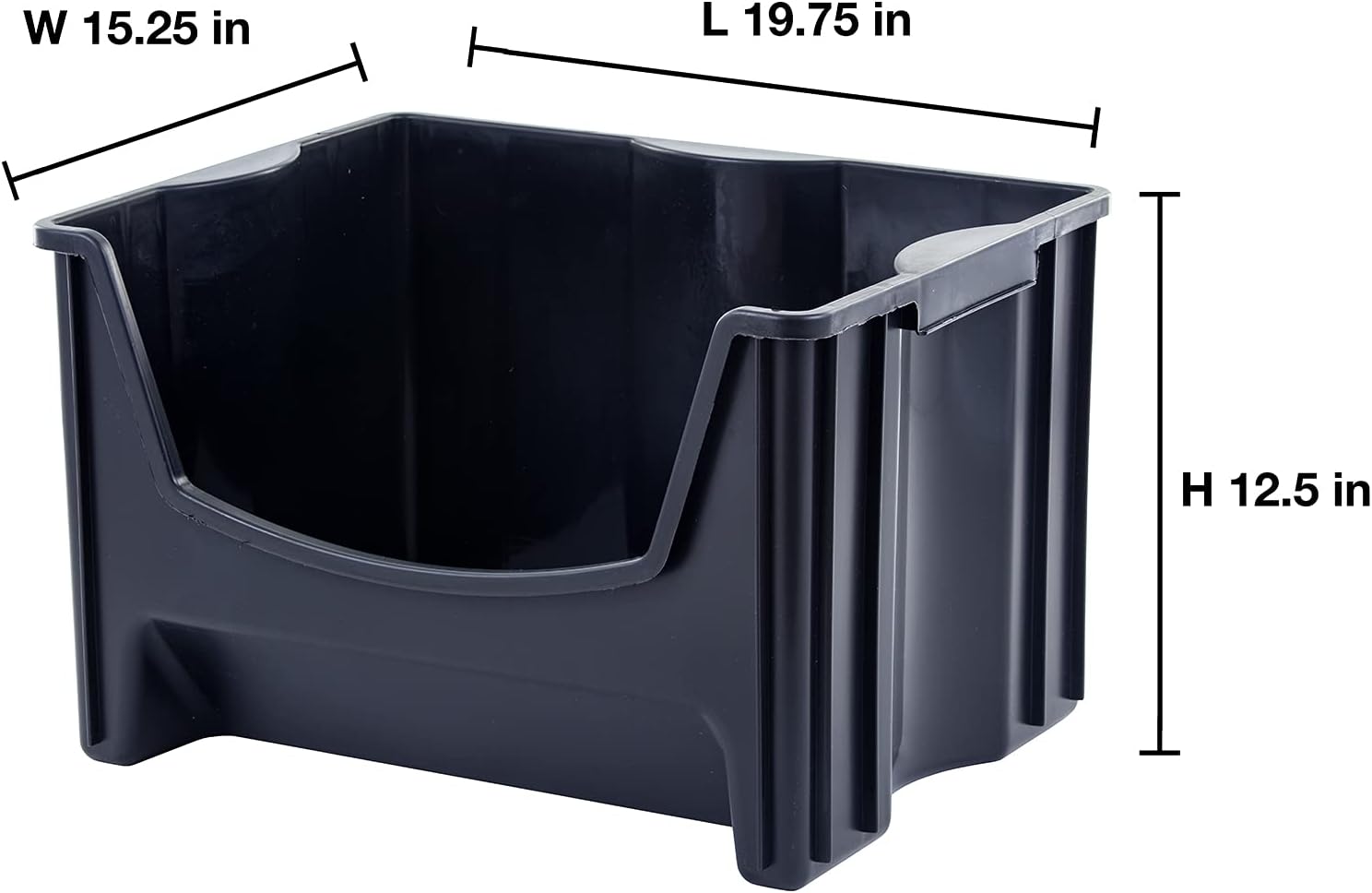 Black Pack of 3 Stackable Storage Bins F476