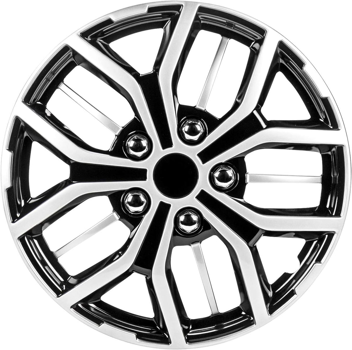 14 Inch Black and Silver Universal Hubcap Wheel Covers Set of 4 P296624