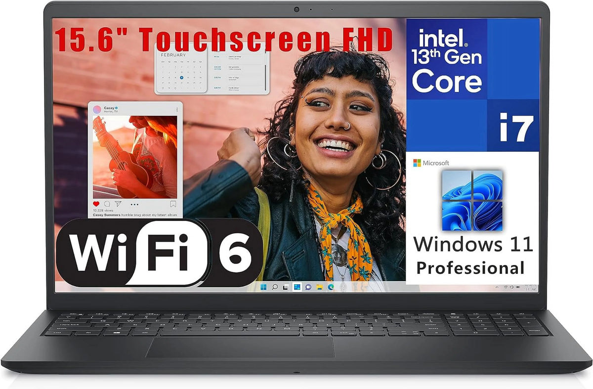 Carbon Black 15.6" Touchscreen FHD Business Laptop Computer, 16GB DDR4 RAM, 512GB PCIe SSD, Windows 11 Pro I490