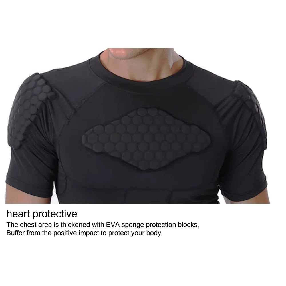 Men Padded Compression Football Shirt Chest Protector Size L I245713