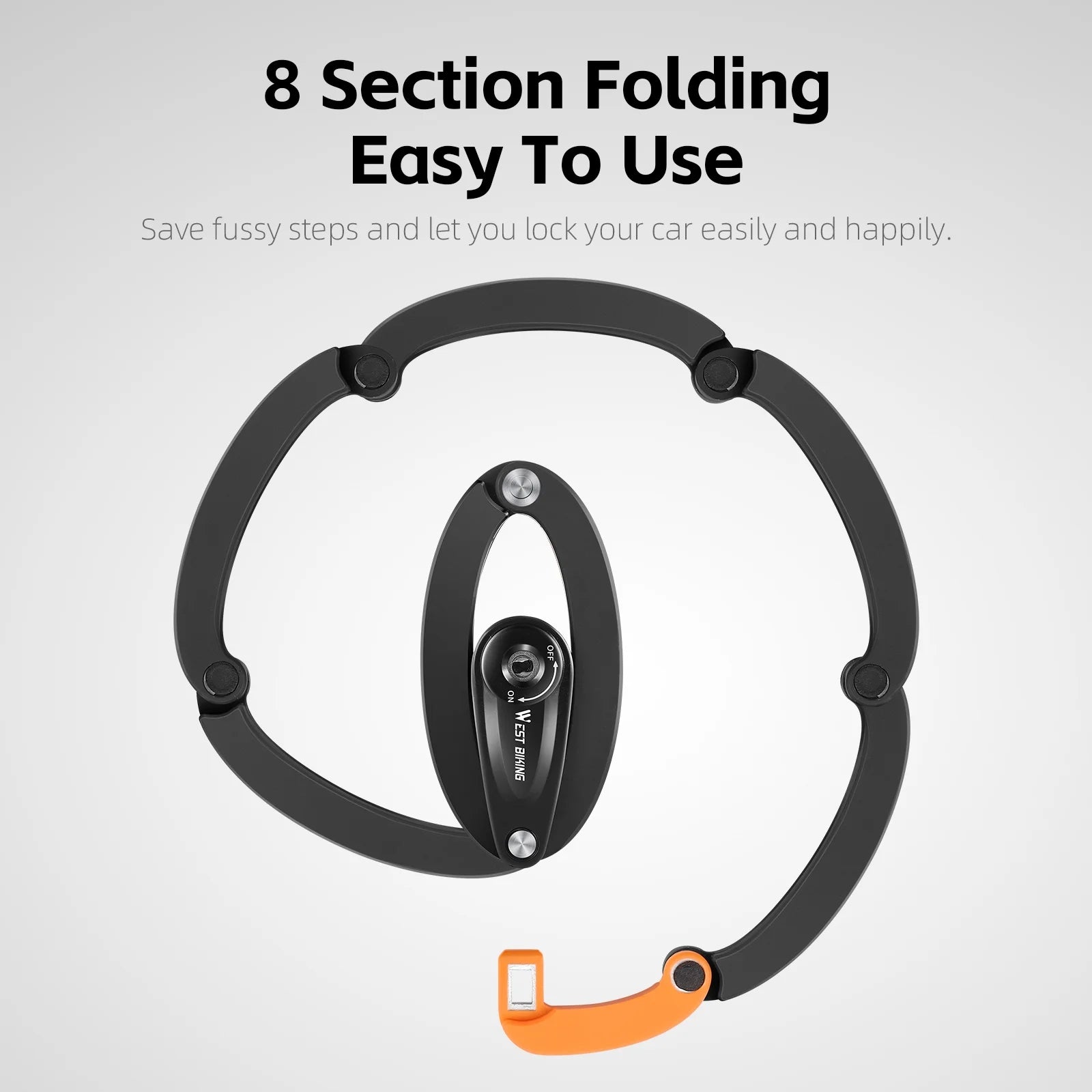 Heavy-Duty Alloy Steel Folding Bike Lock with 3 Keys Q611534