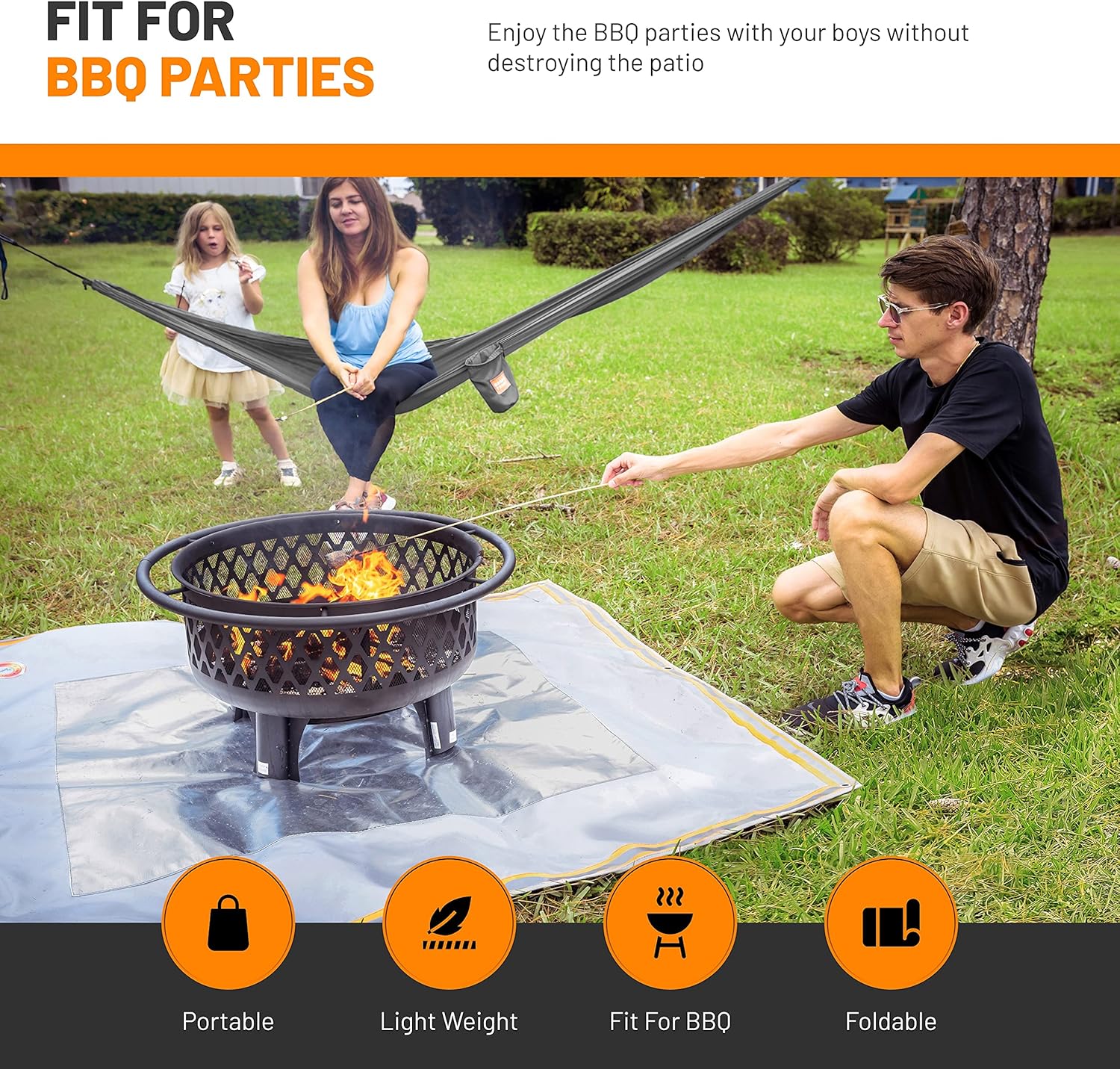 4 Layers Fire Pit Mats 67 × 60 Square Fireproof Mat G656738