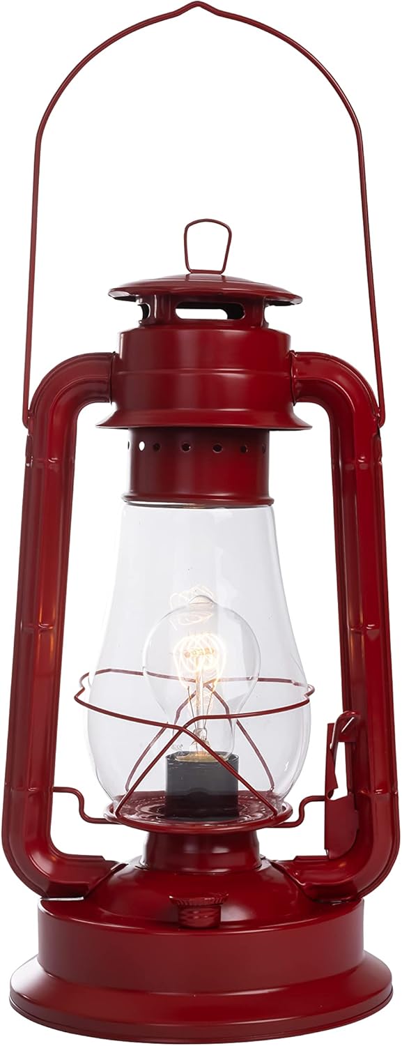 Rustic Finish Electric Table Lamp with Hurricane Glass and Dimmer X858