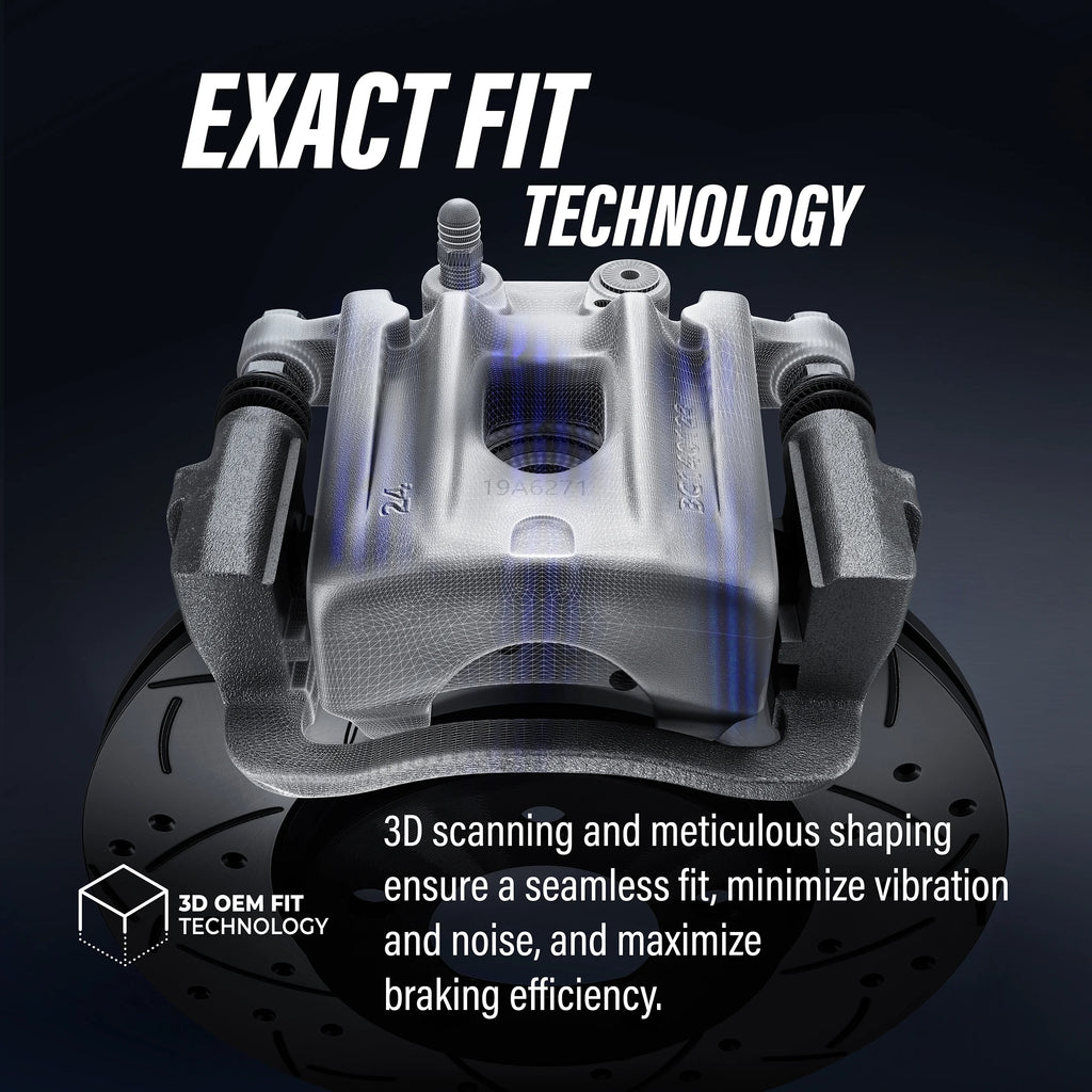Front Disc Brake Caliper Coated Rotors And Semi-Metallic Pads Kit V577200