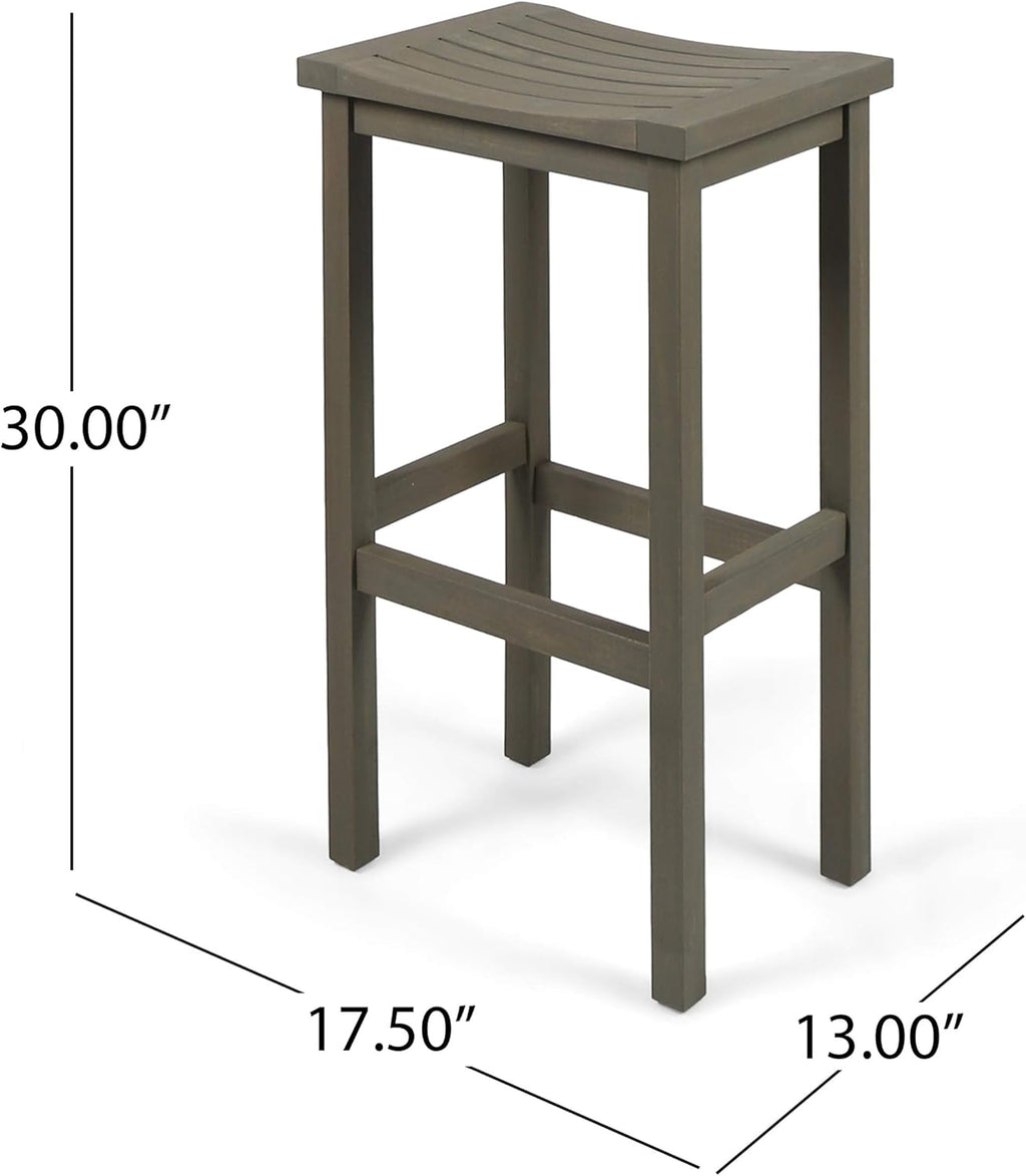3-Pcs Acacia Wood Outdoor Bar Set, Grey Finish X406957