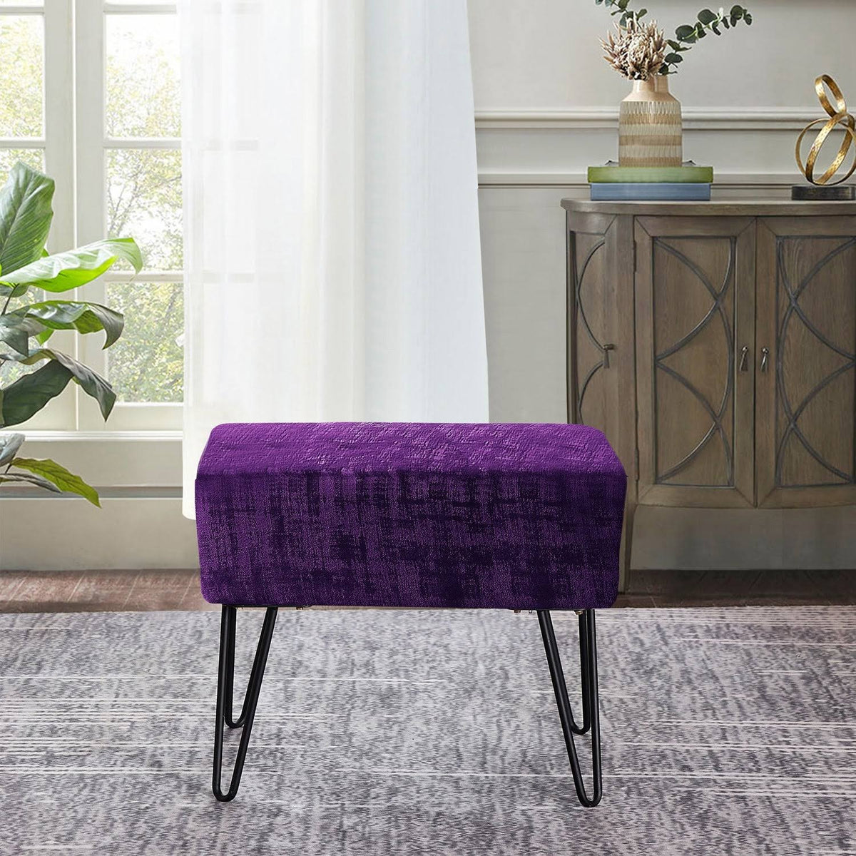 Textured Velvet Ottoman J1588