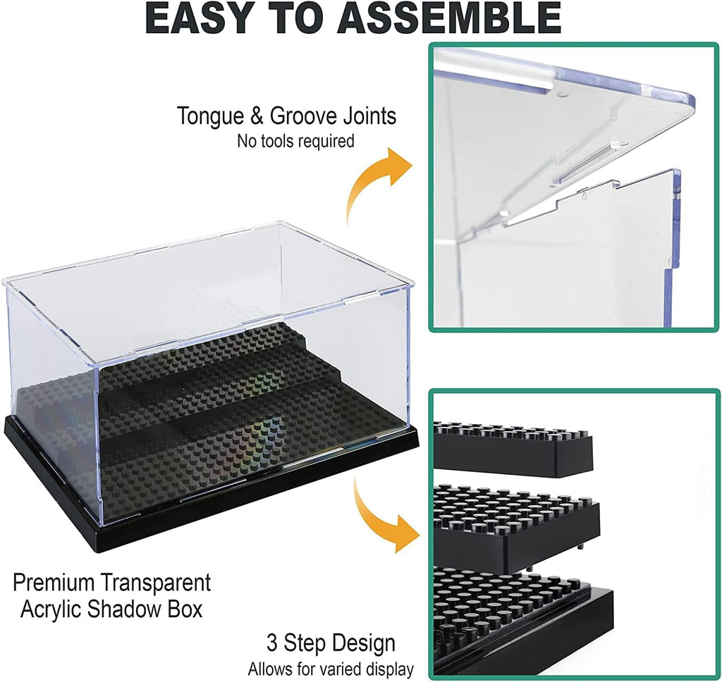 Acrylic Display Case in Black for Minifigure & Action Figures, 10 x 5.4 x 6.1, 5mm Dustproof Case, Pack of 2 E741396