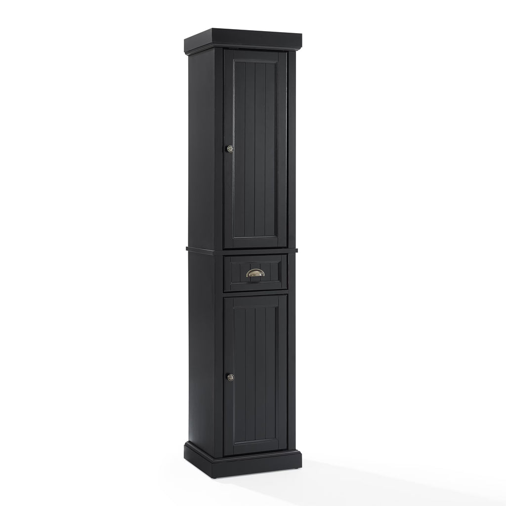 Distressed Black Wood Linen Cabinet E8058
