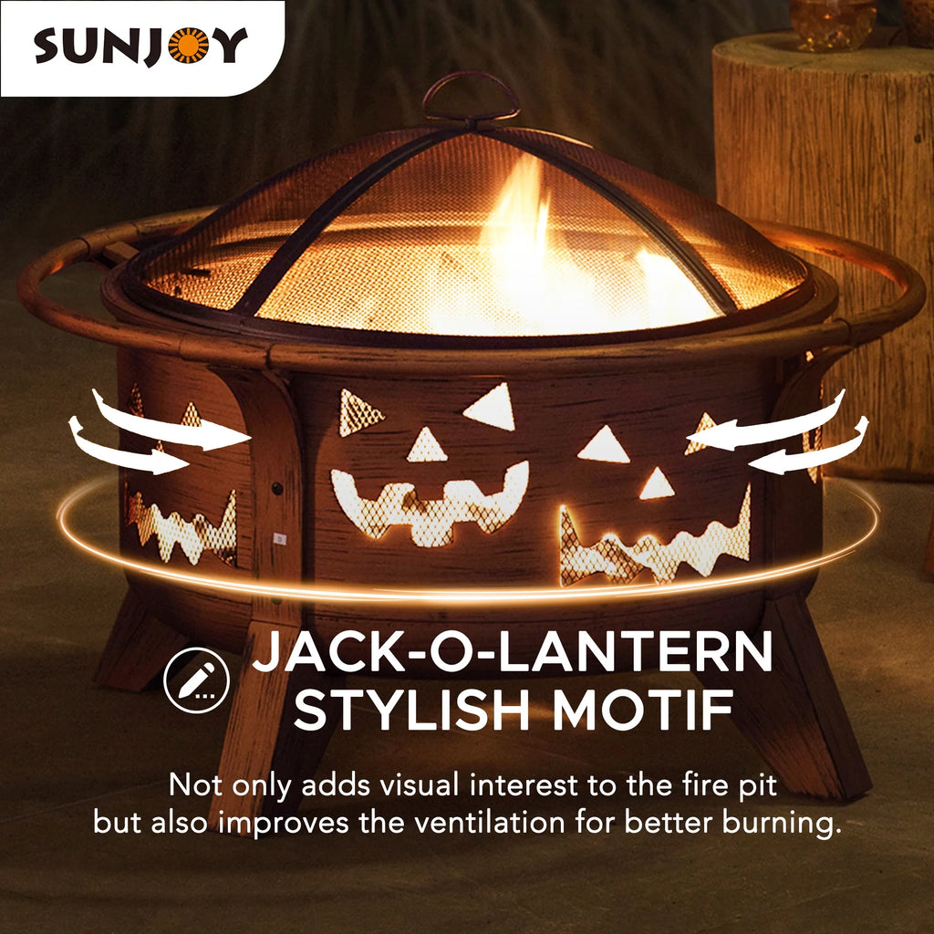 30 in. Outdoor Wood-Burning Steel Fire Pit with Spark Screen and Poker Q736